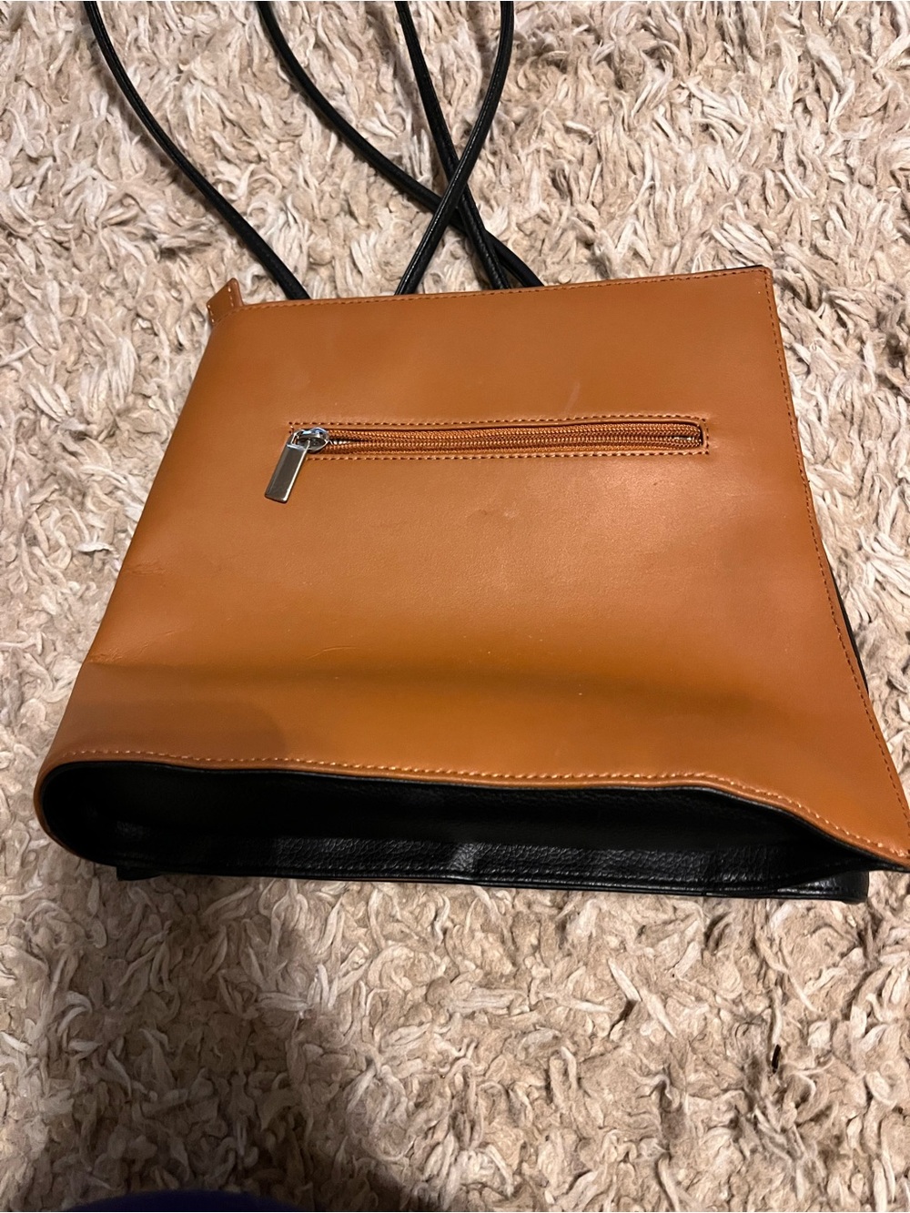 Cleo & Patek Paris Black Tan Colorblock Asymmetrical Leather Purse Parisian - Picture 5 of 12